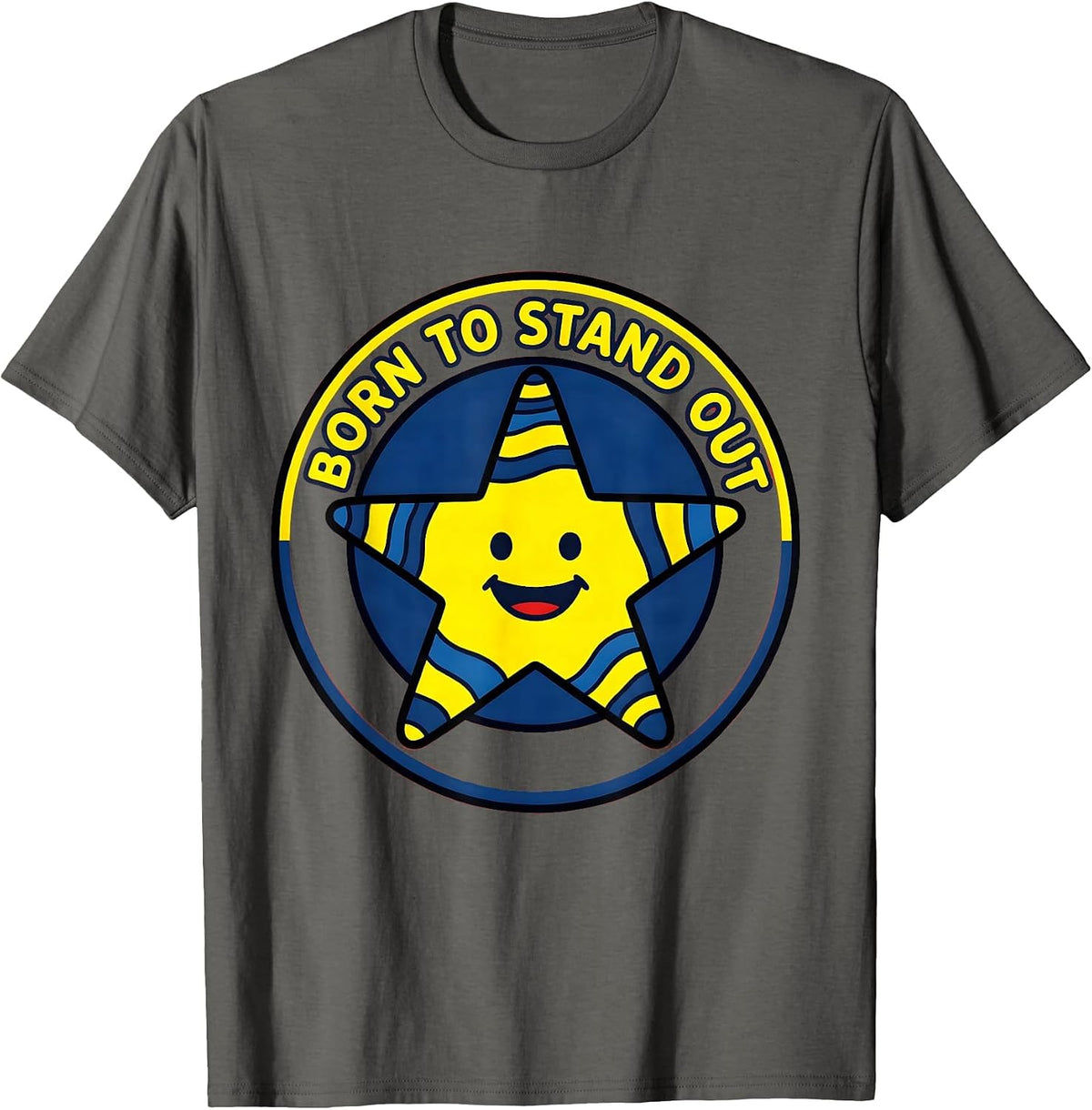 Men's Born to Stand Out Down Syndrome Awareness Design T-Shirt - Asphalt Grey