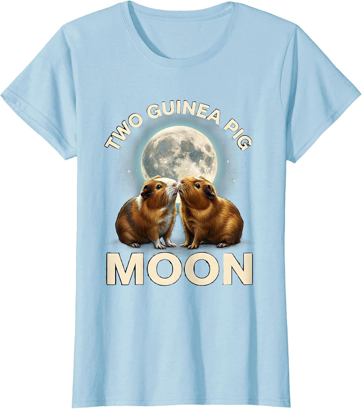 Two Guinea Pig Moon Funny Small Mammal Pet Lover Gift T-Shirt - Baby Blue