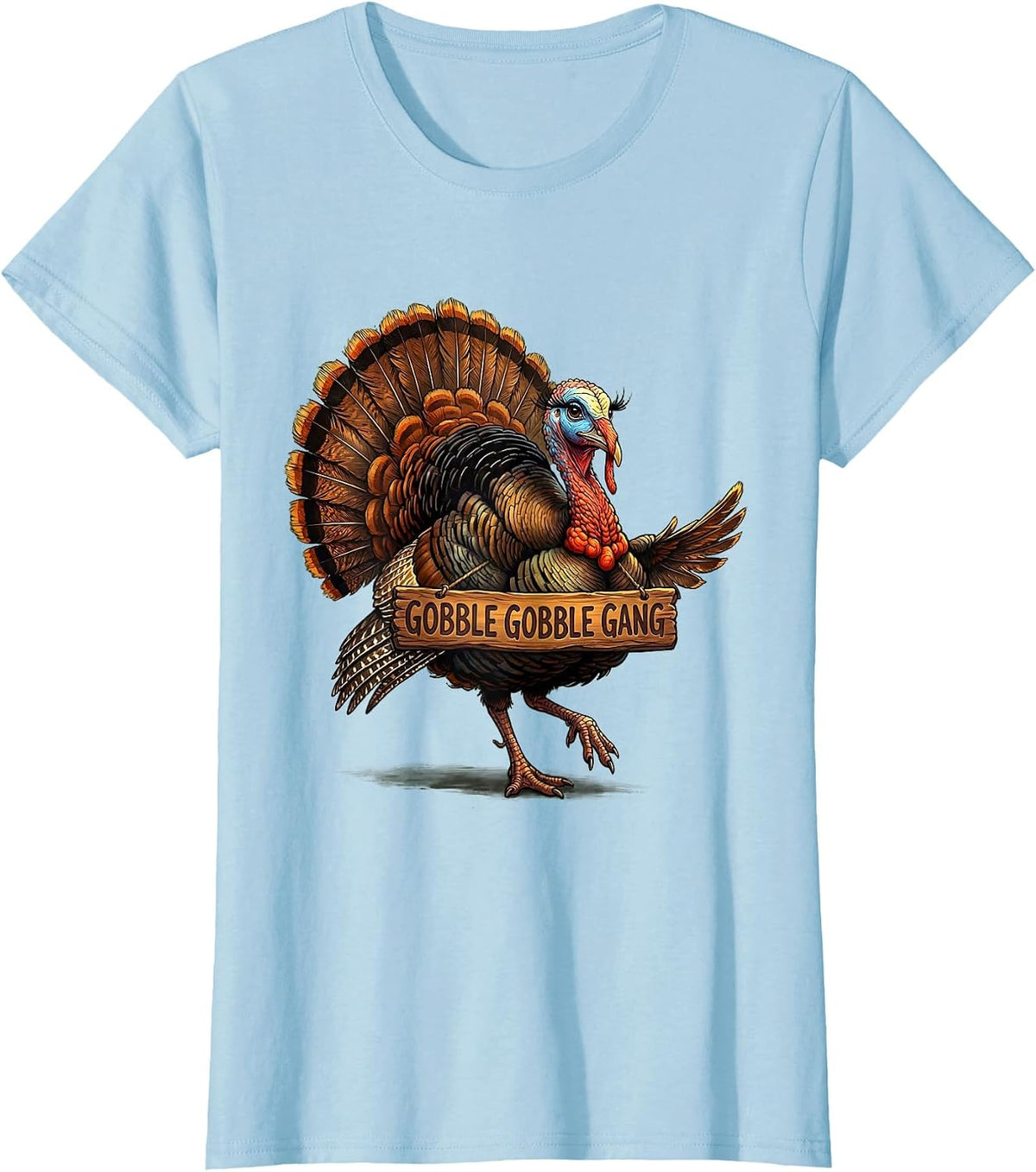 Gobble Gobble Gang Thanksgiving Design T-Shirt - Baby Blue