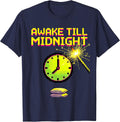 Awake Till Midnight Pixel Art New Years Eve Party Top T-Shirt - Navy Blue