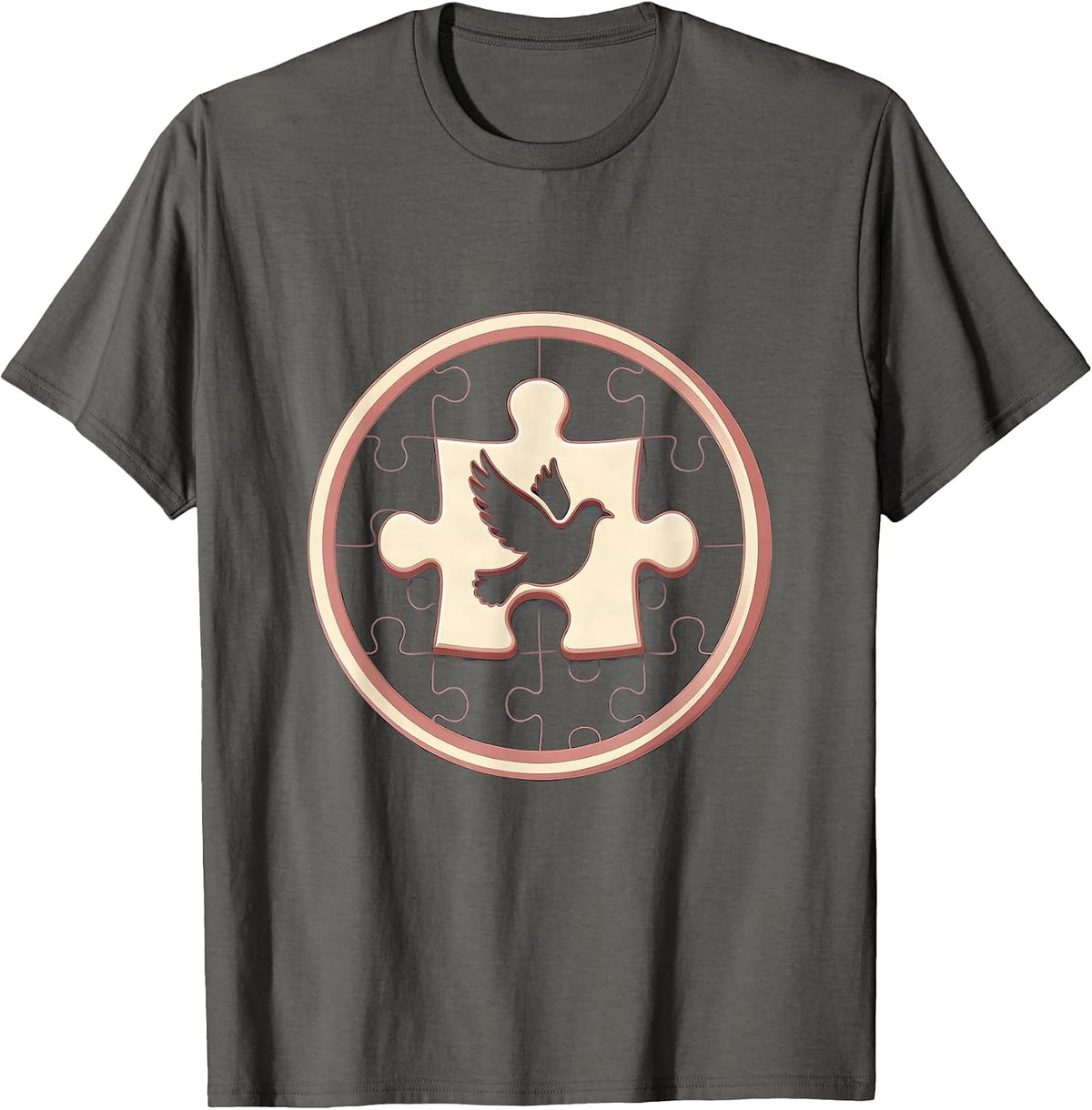 Men's Puzzle Piece Fitting Into Place Graphic Design T-Shirt - Asphalt Grey