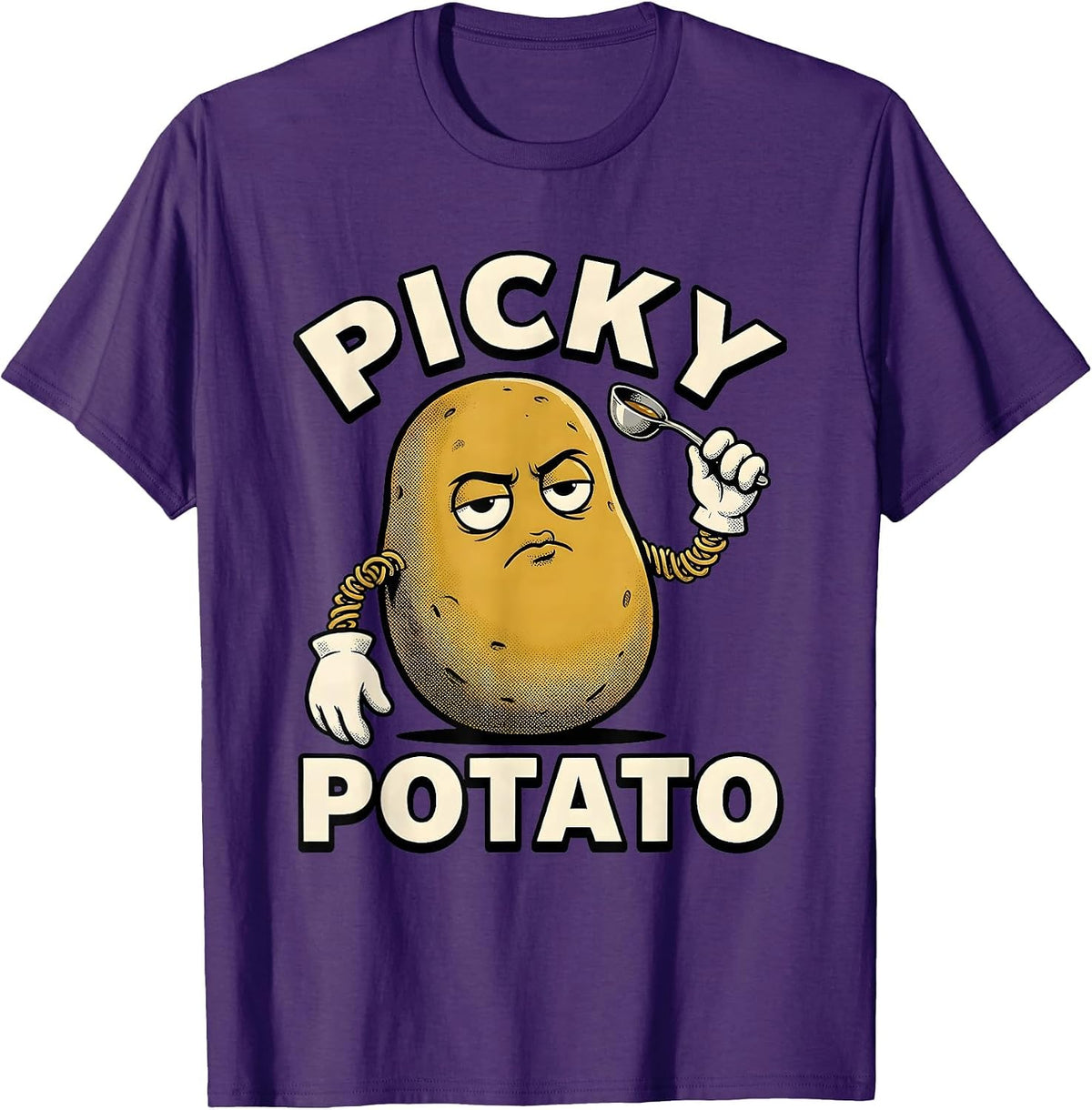 Picky Potato Retro Cartoon Funny Couples Thanksgiving T-Shirt - Purple