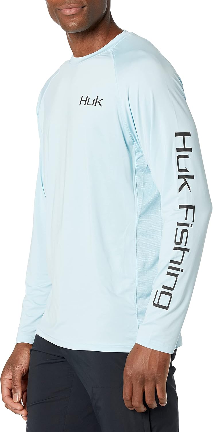 Huk Men's Pursuit Hogzilla | Long Sleeve Performance Fishing Shirt with +30 UPF Sun Protection, Seashell Pink, Small - Light