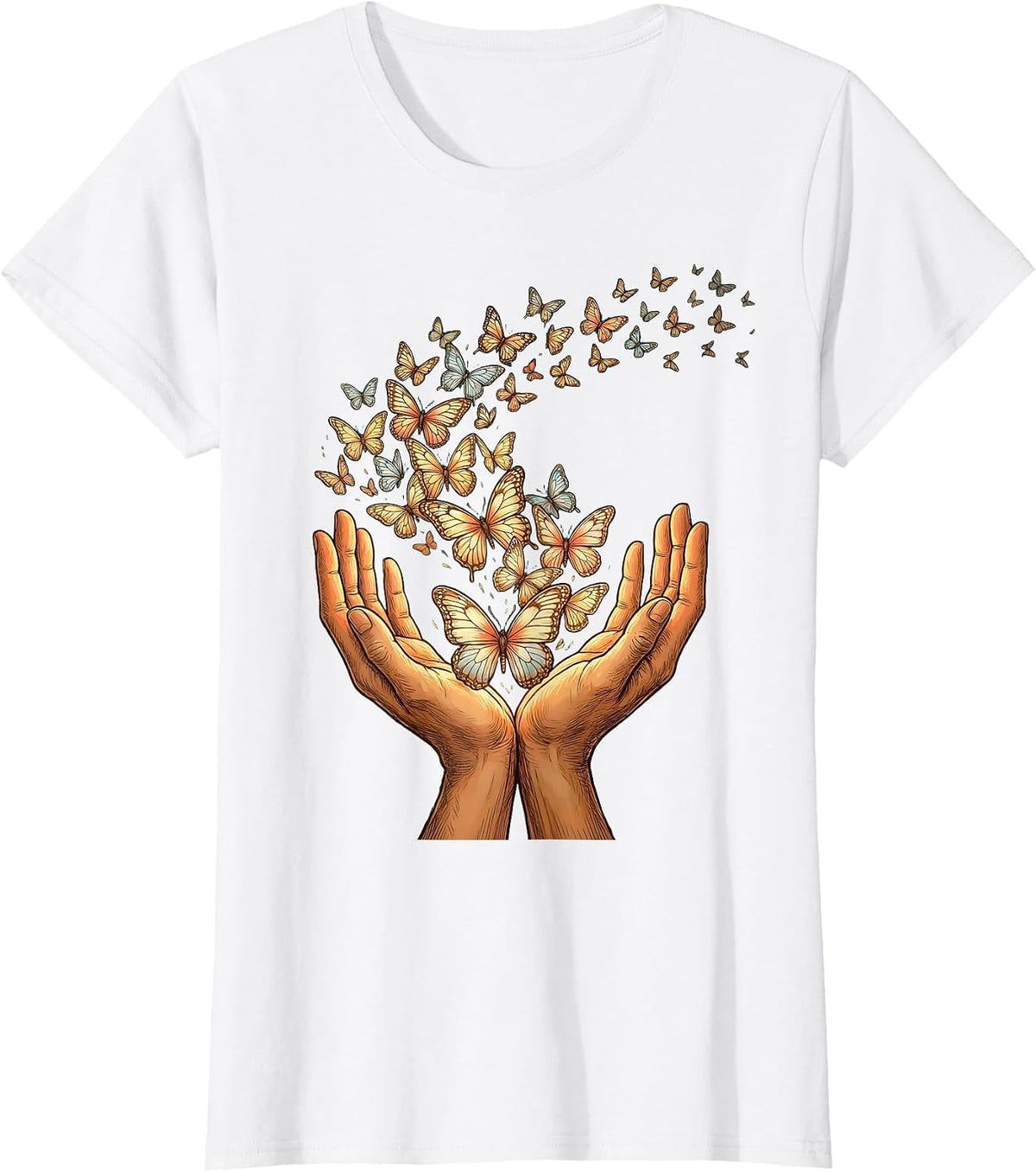 Women's Down Syndrome Awareness Butterfly Release Design T-Shirt - White