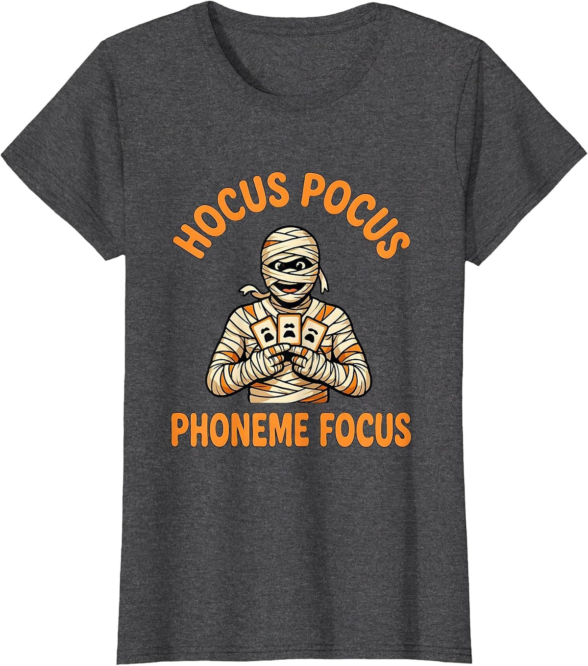 Women's Hocus Pocus Phoneme Focus Funny Speech Therapy SLP Teacher T-Shirt - Dark Heather Grey