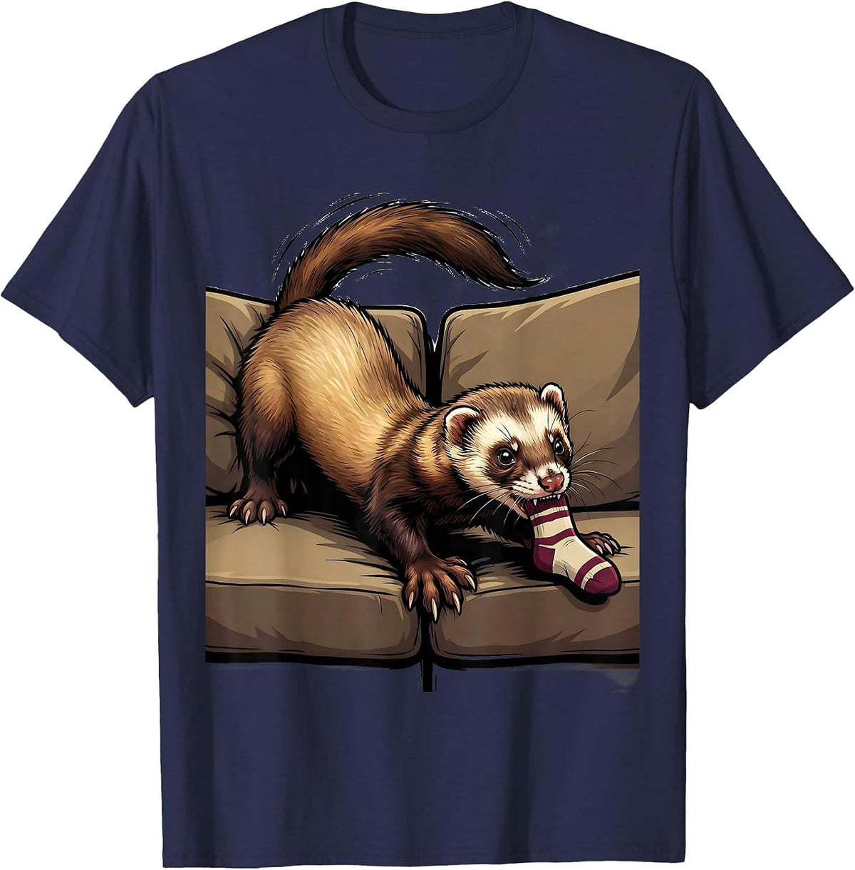 Masked Ferret Bursting Funny Ferret Lover Gift T-Shirt - Navy Blue