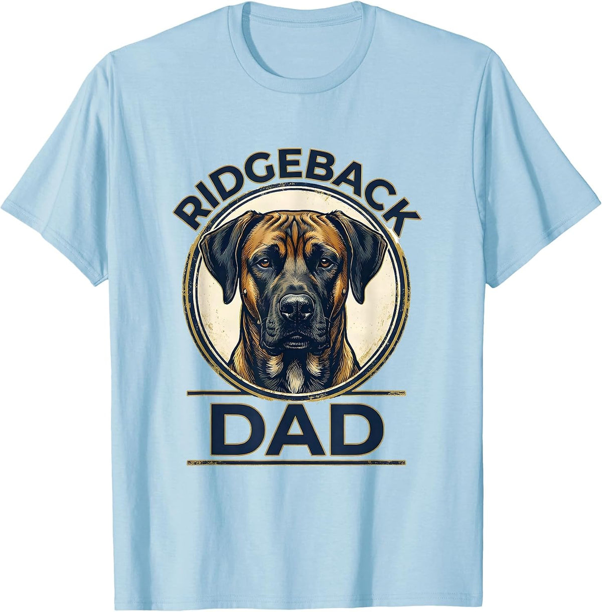 Men's Ridgeback Dad Vintage Rhodesian Ridgeback Dog Lover Emblem T-Shirt - Baby Blue