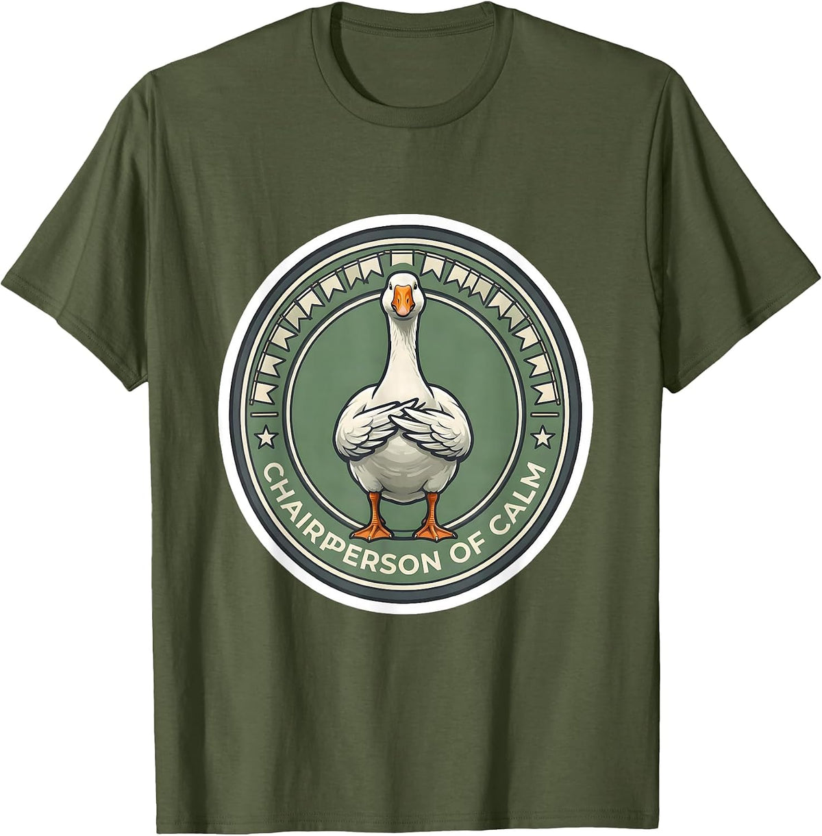 Chairperson of Calm Funny Mental Health Counselor Therapist T-Shirt - Olive Green