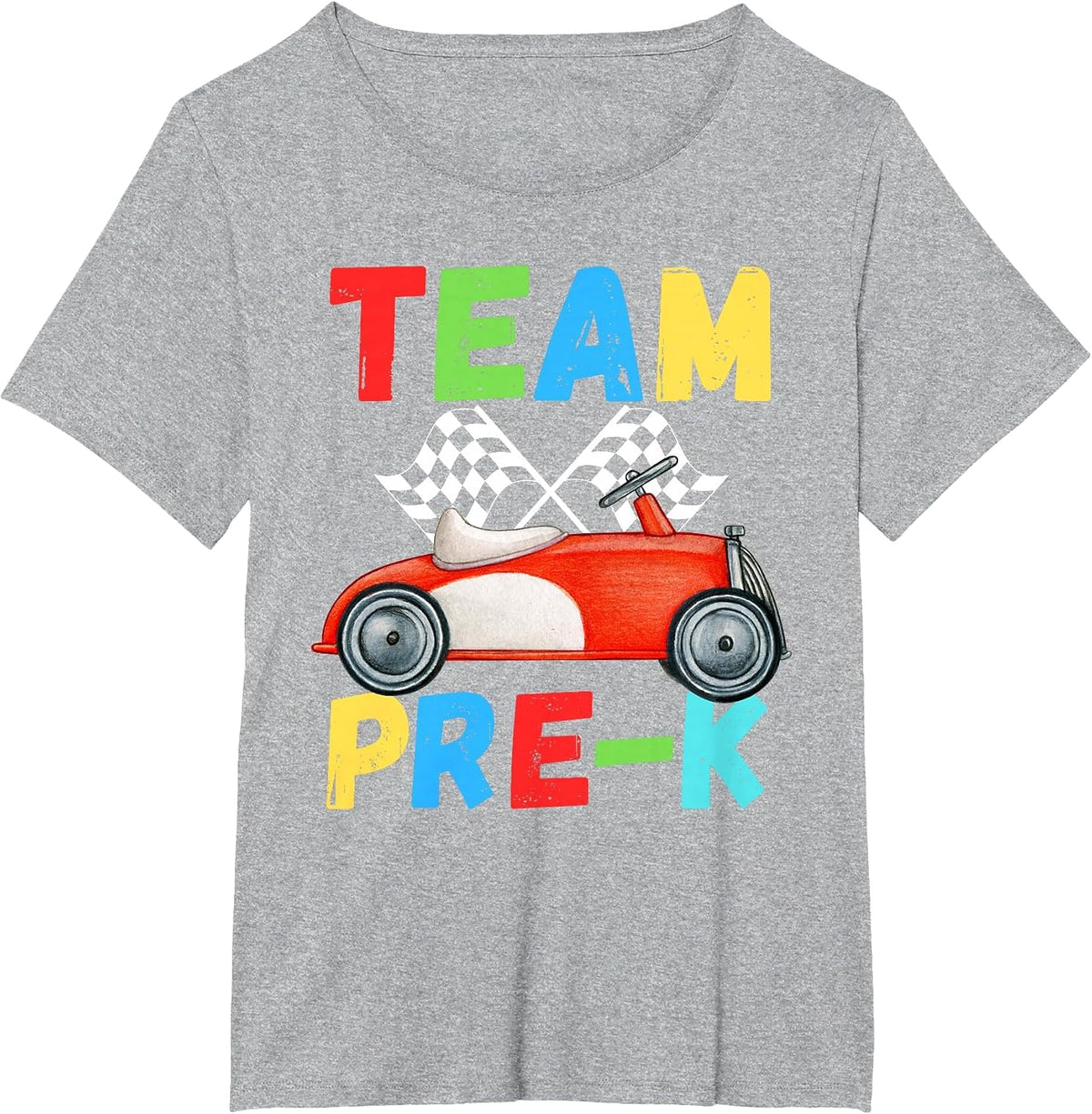 Hello Team Pre-K Squad Teacher Student Race Car Tees Funny T-Shirt - Heather Grey