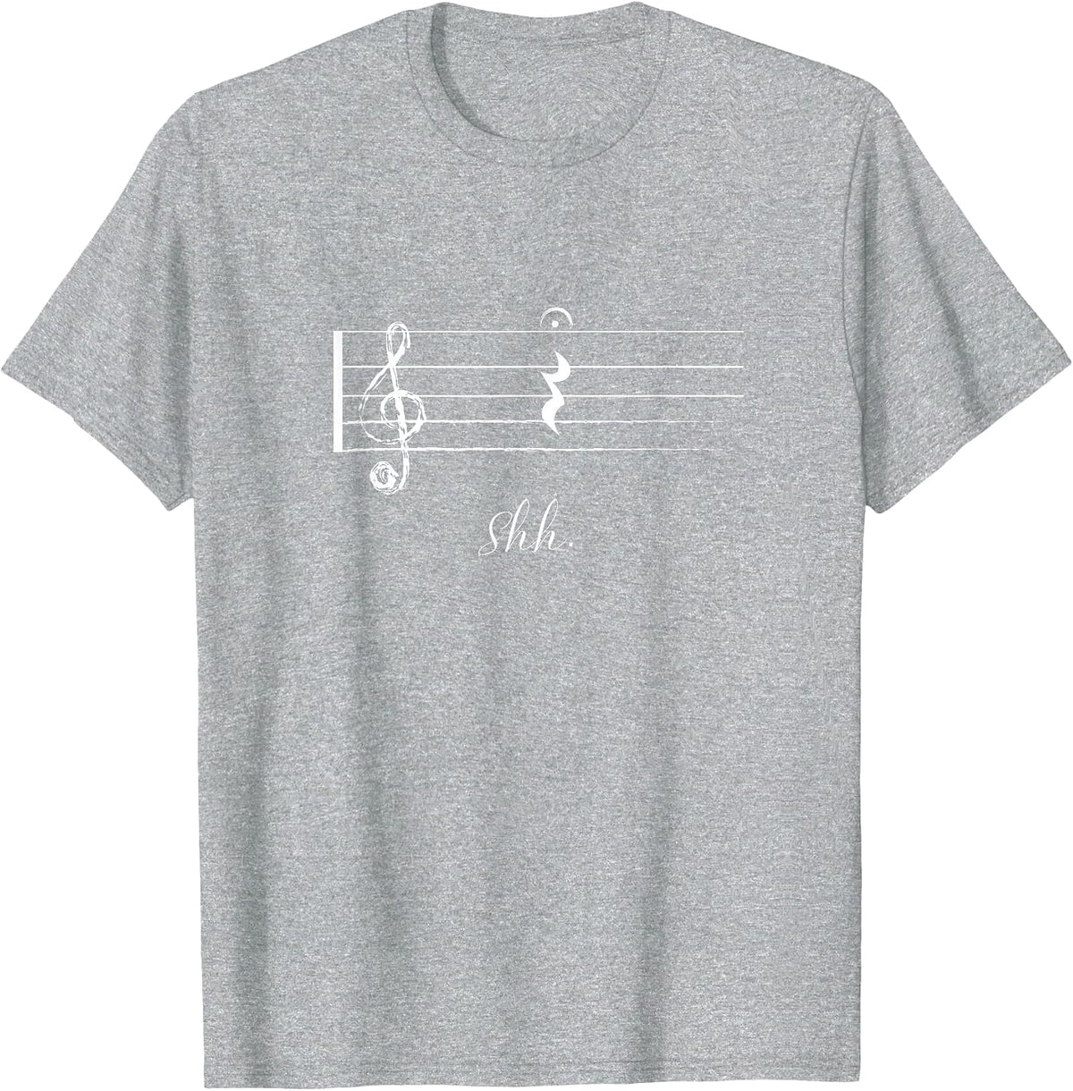 Funny Music Shh Quarter Rest and Fermata T-Shirt - Heather Grey
