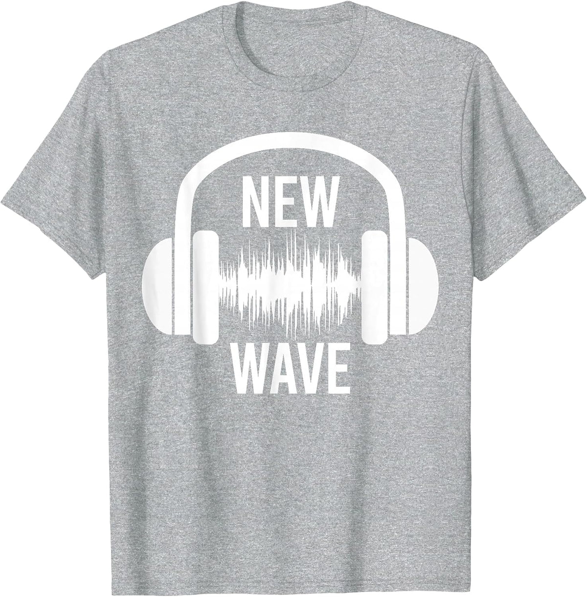 New Wave Headphone Music Graphic Design T-Shirt - Heather Grey