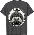 Men's Hedgehog UFO Dotwork Animal Lover Humor T-Shirt - Dark Heather Grey