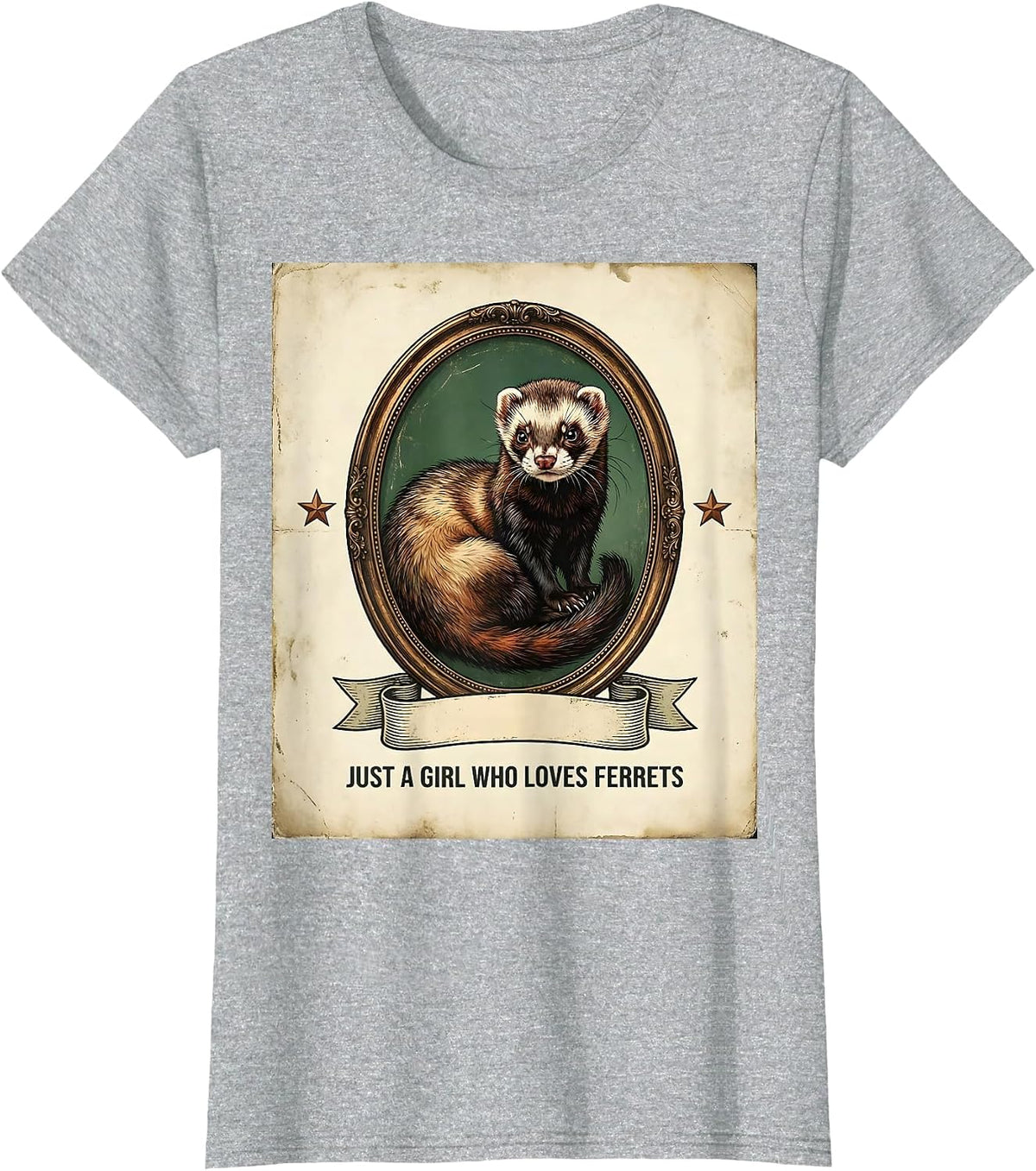 Women's Just A Girl Who Loves Ferrets Vintage Ferret Lover Gift T-Shirt - Heather Grey