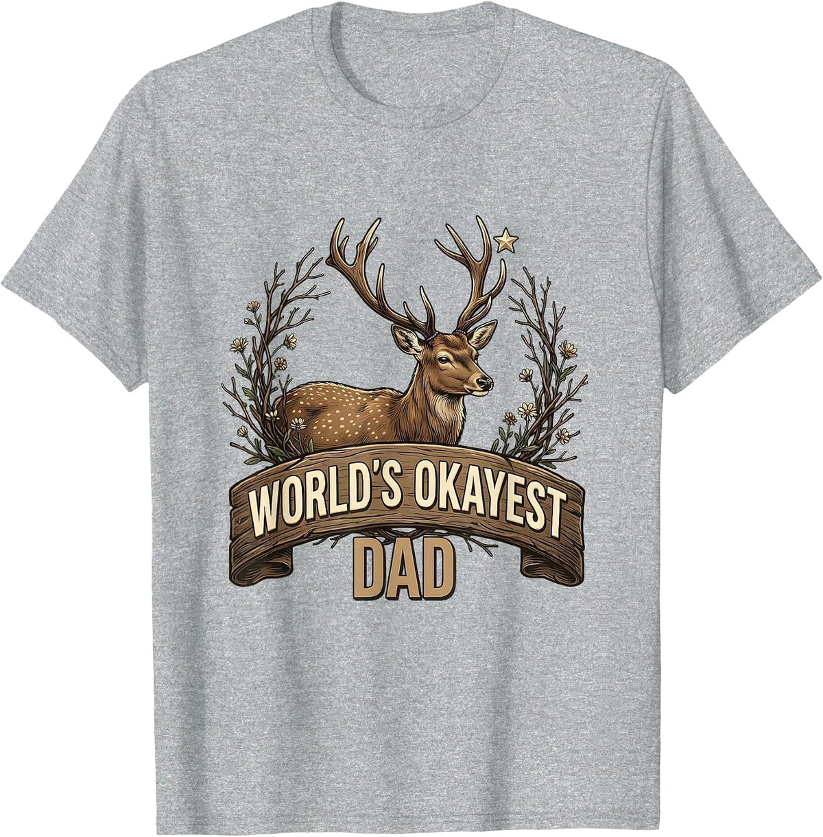 Men's World's Okayest Dad Funny Father Design T-Shirt - Heather Grey