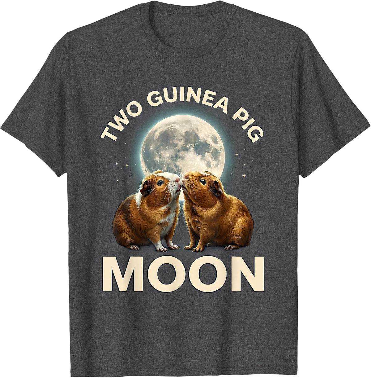 Two Guinea Pig Moon Funny Small Mammal Pet Lover Gift T-Shirt - Dark Heather Grey