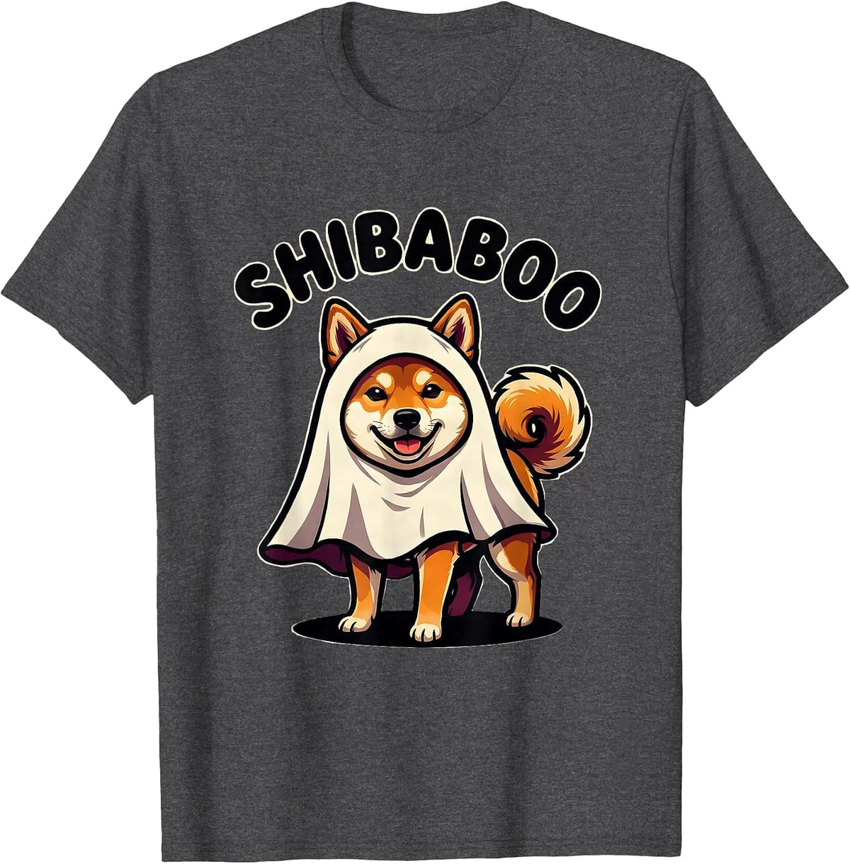 Men's ShibaBoo Funny Shiba Inu Ghost Halloween Dog Lover Costume T-Shirt - Dark Heather Grey