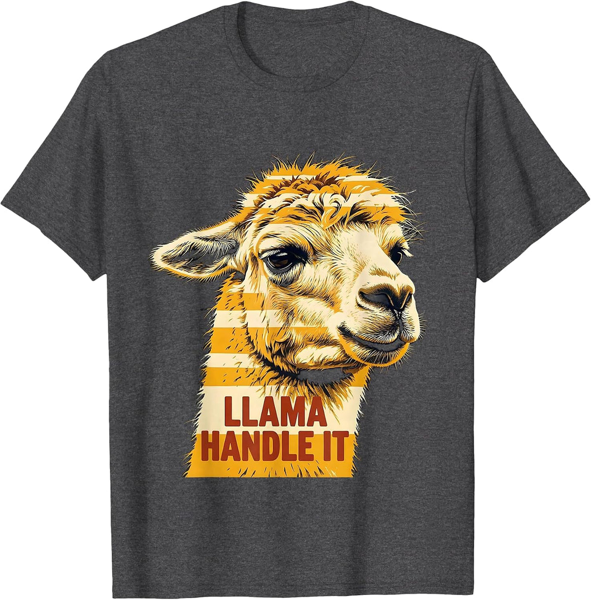Men's Llama Handle It Funny Llama Lover Animal Humor T-Shirt - Dark Heather Grey