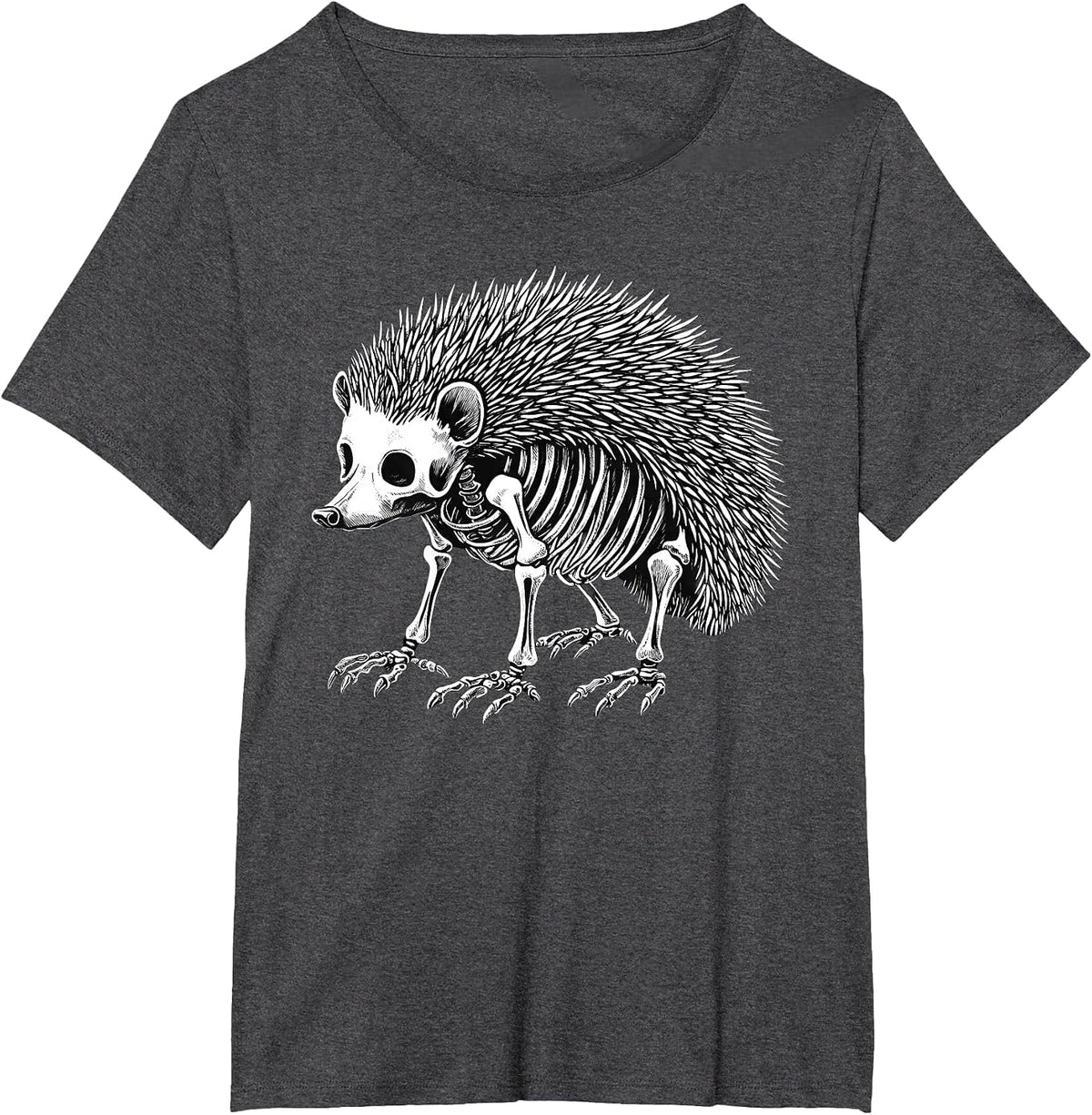 Hedgehog Skeleton Halloween T-Shirt - Dark Heather Grey