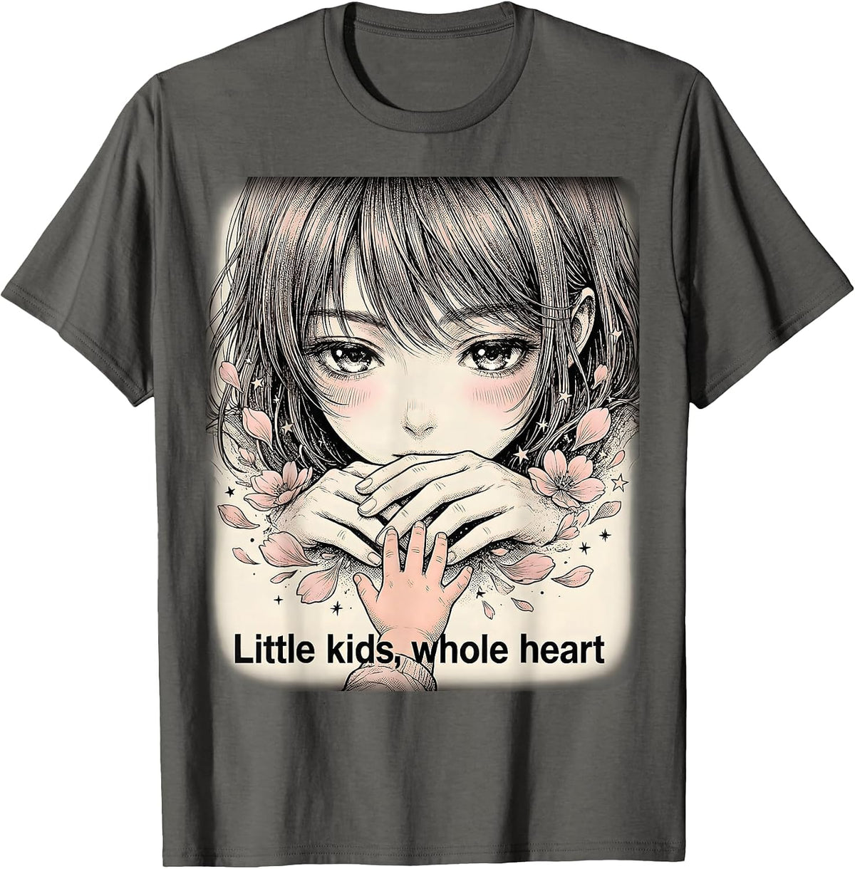 Little Kids Whole Heart Preschool Teacher Design T-Shirt - Asphalt Grey