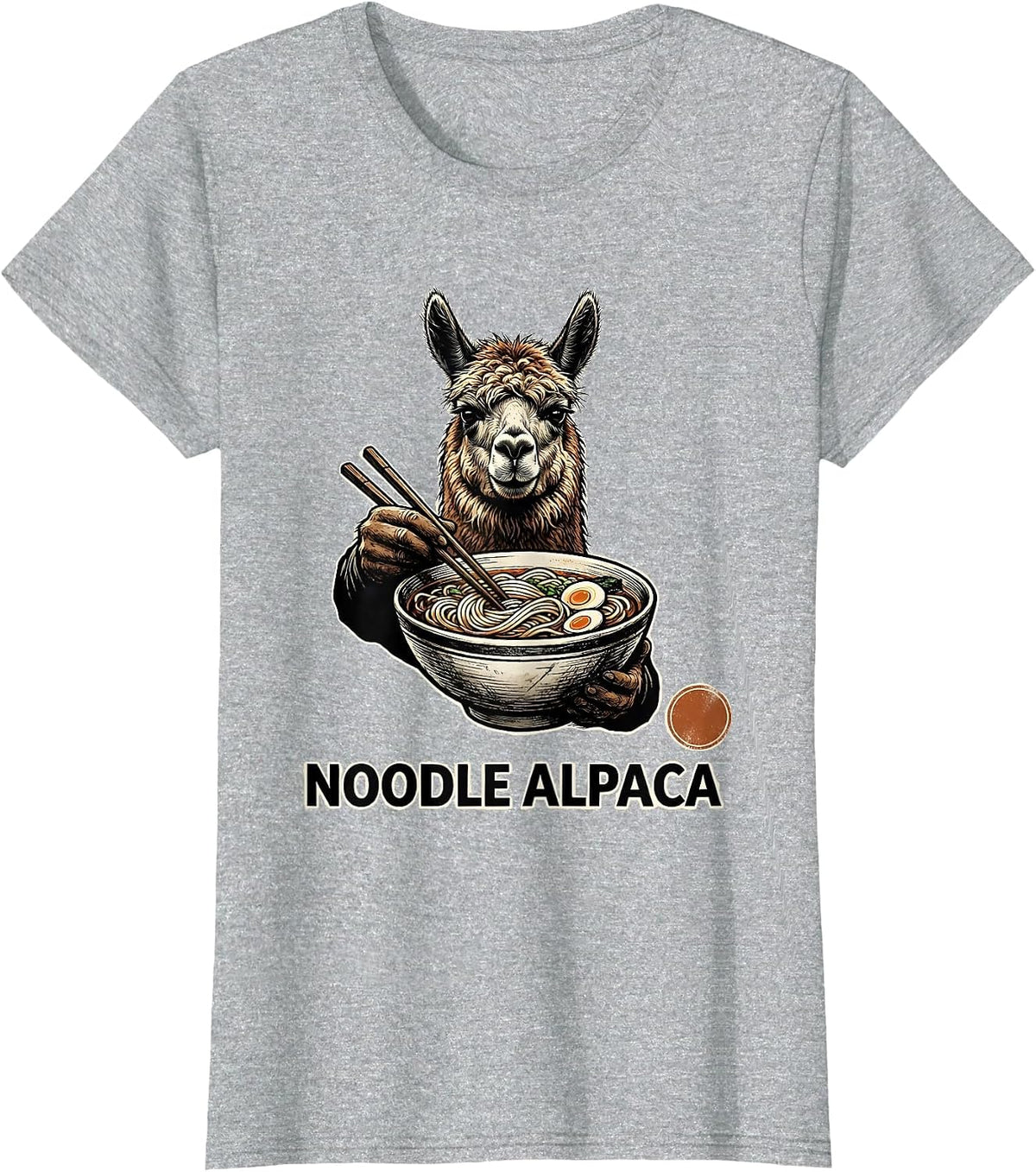 Noodle Alpaca Rubber Stamp Japanese Kaiju Kawaii Animal T-Shirt - Heather Grey