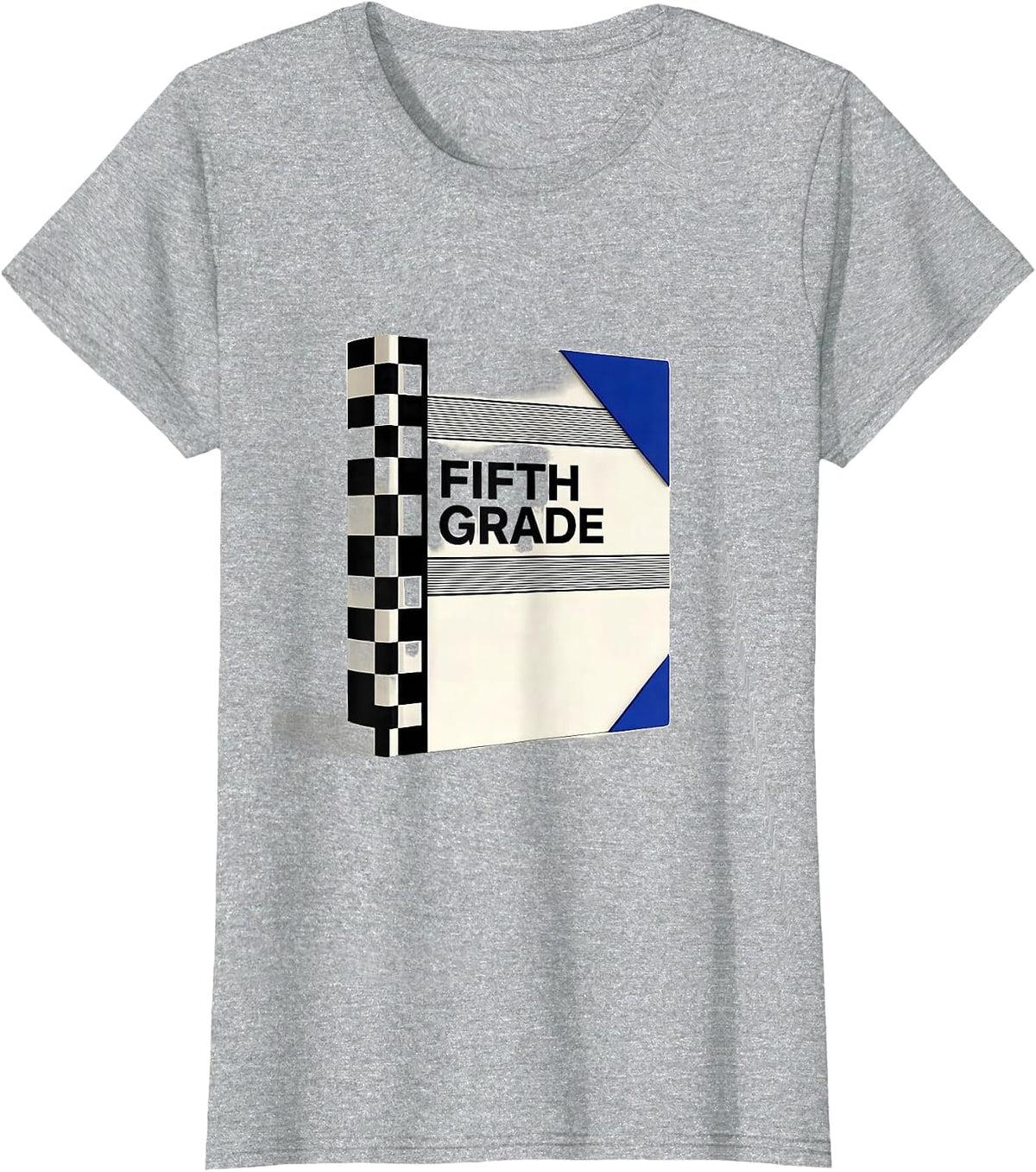 Women's Fifth Grade Retro Checkered Girl Teacher Back To School T-Shirt - Heather Grey