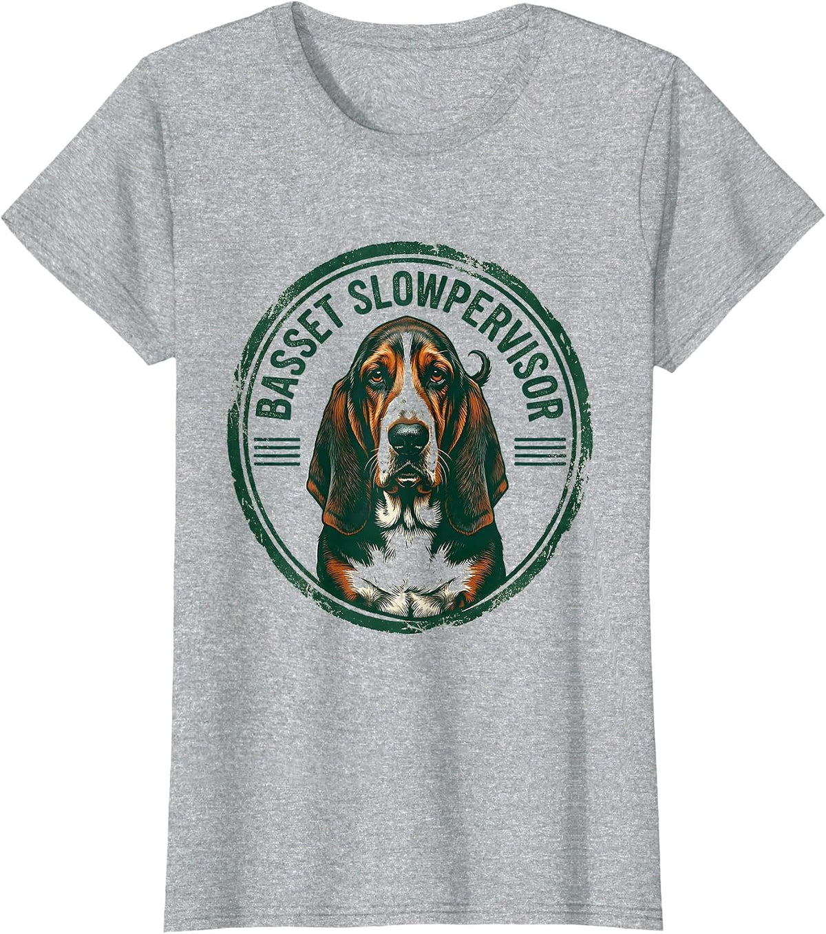 Basset Slowpervisor Funny Dog Owner Gift Breed Humor T-Shirt - Heather Grey