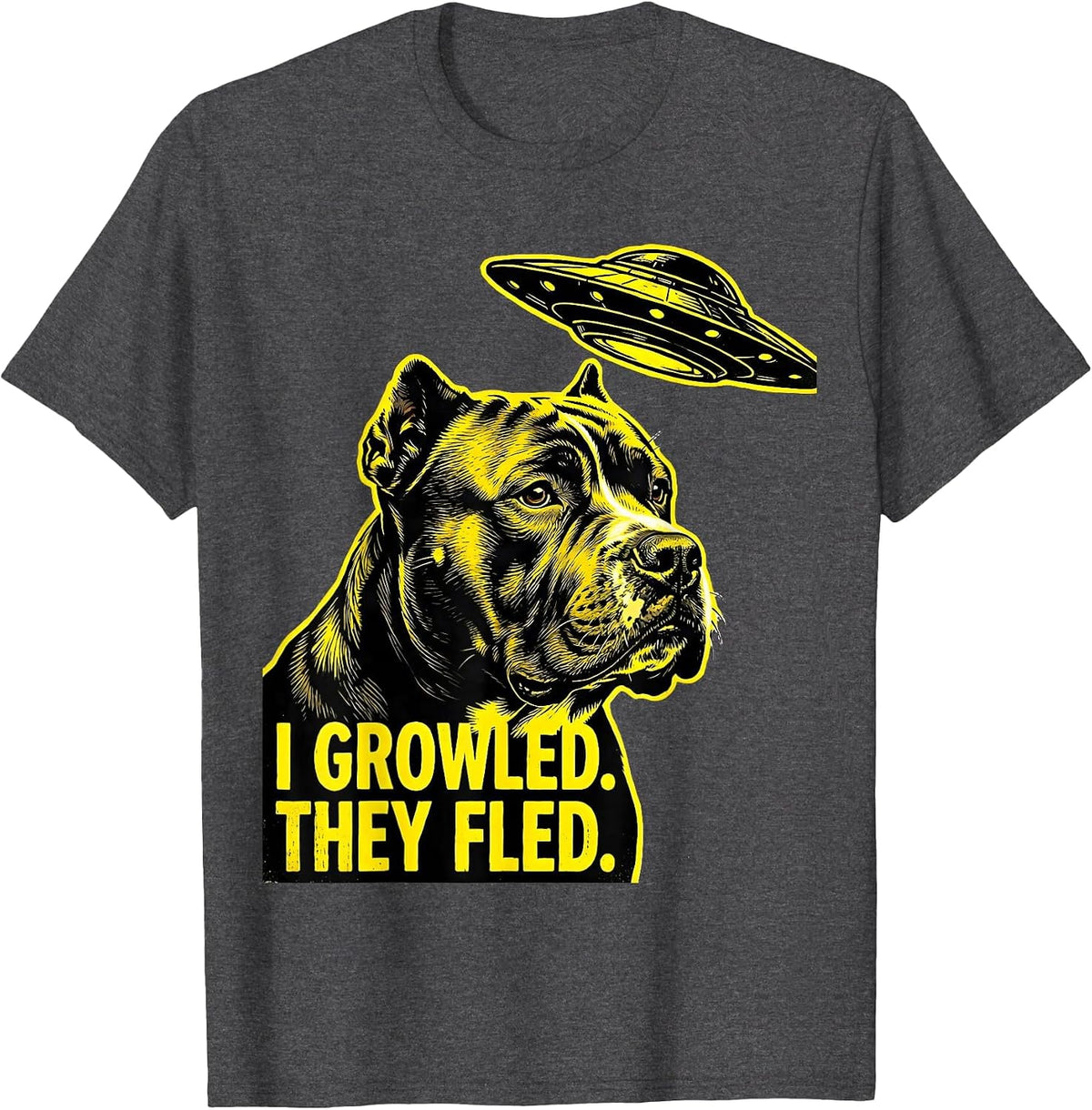 Men's I Growled They Fled Funny Pitbull Dog Meme Gift T-Shirt - Dark Heather Grey