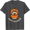 Men's Happy Halloween Cheerful Hedgehog Pumpkin Costume Party Wear T-Shirt - Dark Heather Grey