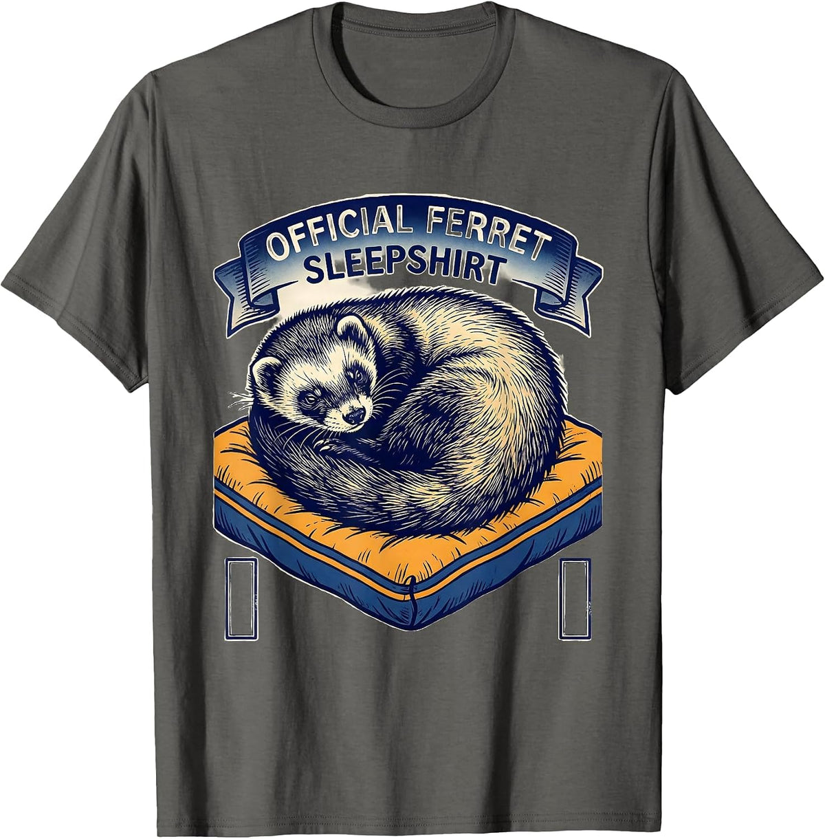 Men's Official Ferret Sleepshirt Cute Animal Lover Sleepwear T-Shirt - Asphalt Grey