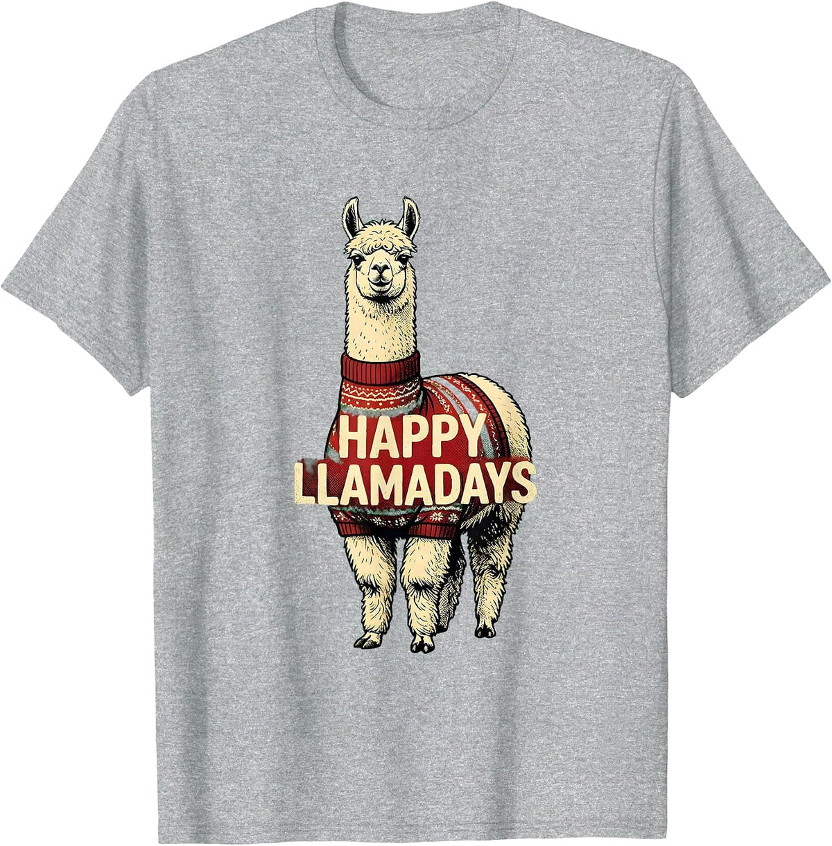 Men's Happy Llamadays Funny Llama Christmas Alpaca Lover Gift T-Shirt - Heather Grey