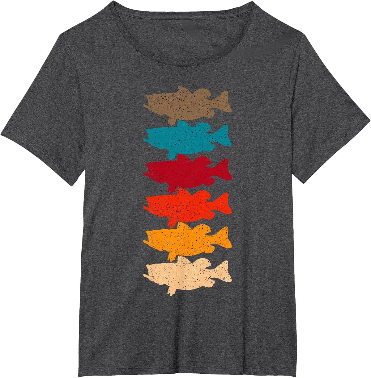 Bass Fishing Retro Vintage Fish Forest Angling Fisherman T-Shirt - Dark Heather Grey