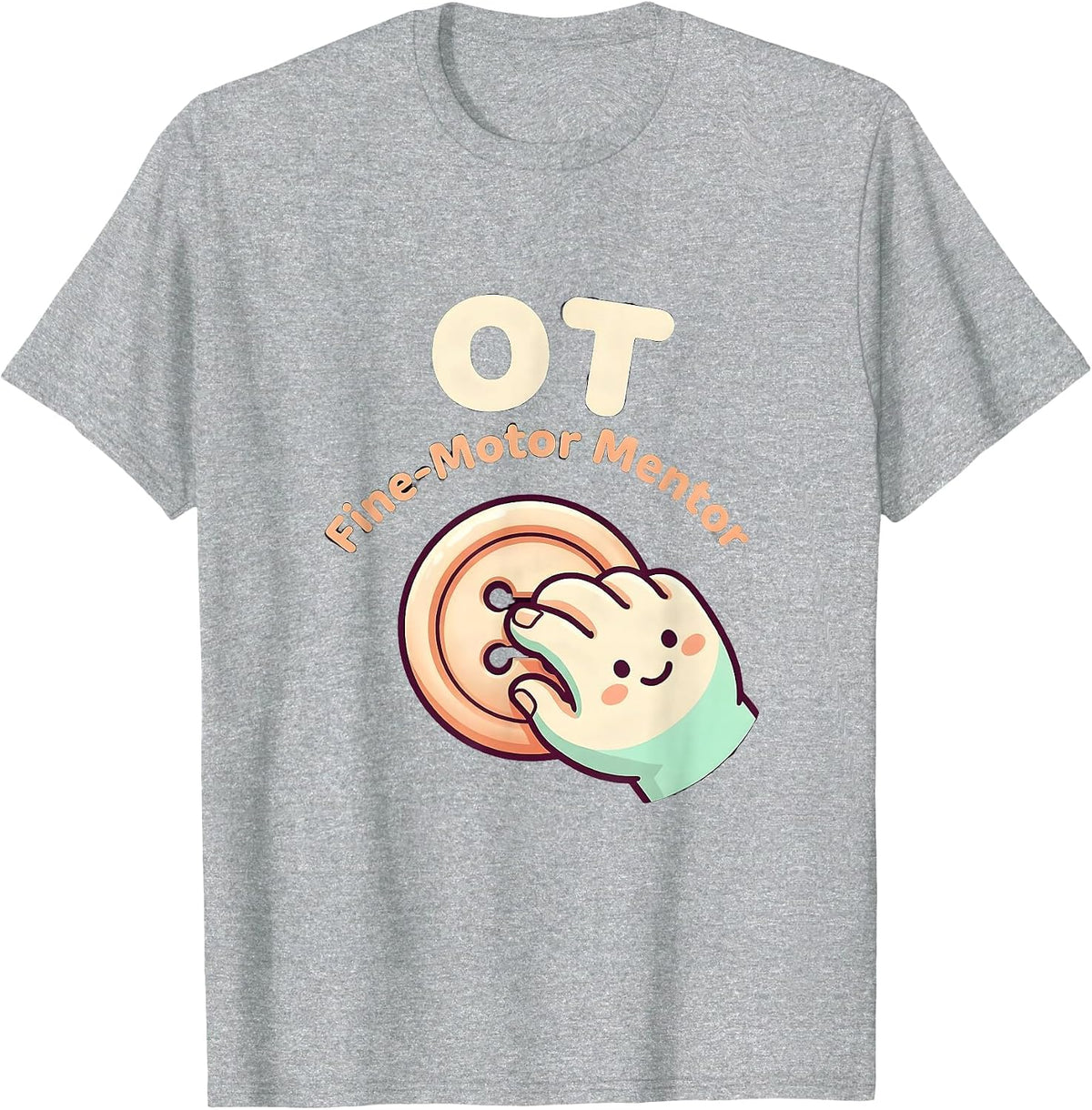 Men's OT Fine-Motor Mentor Cute Kawaii Occupational Therapy Back T-Shirt - Heather Grey