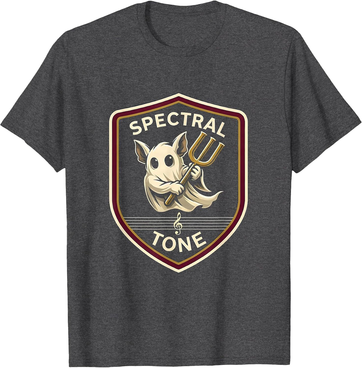 Men's Spectral Tone Whimsical Ghost Musician Music Teacher T-Shirt - Dark Heather Grey