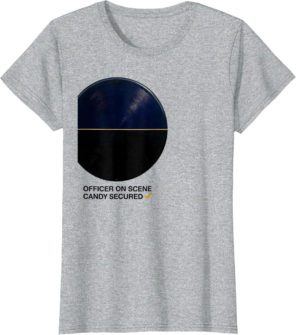 OFFICER ON SCENE, CANDY SECURED Funny Police Costume T-Shirt - Heather Grey