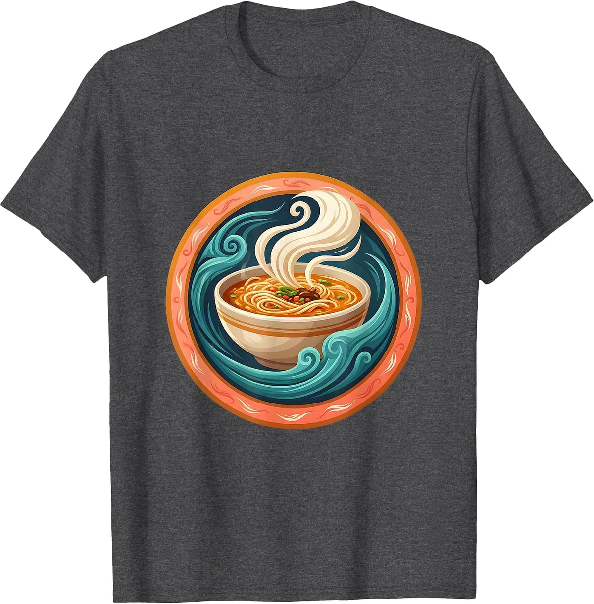 Men's Breezy Bowl Steaming Ramen Illustration T-Shirt - Dark Heather Grey