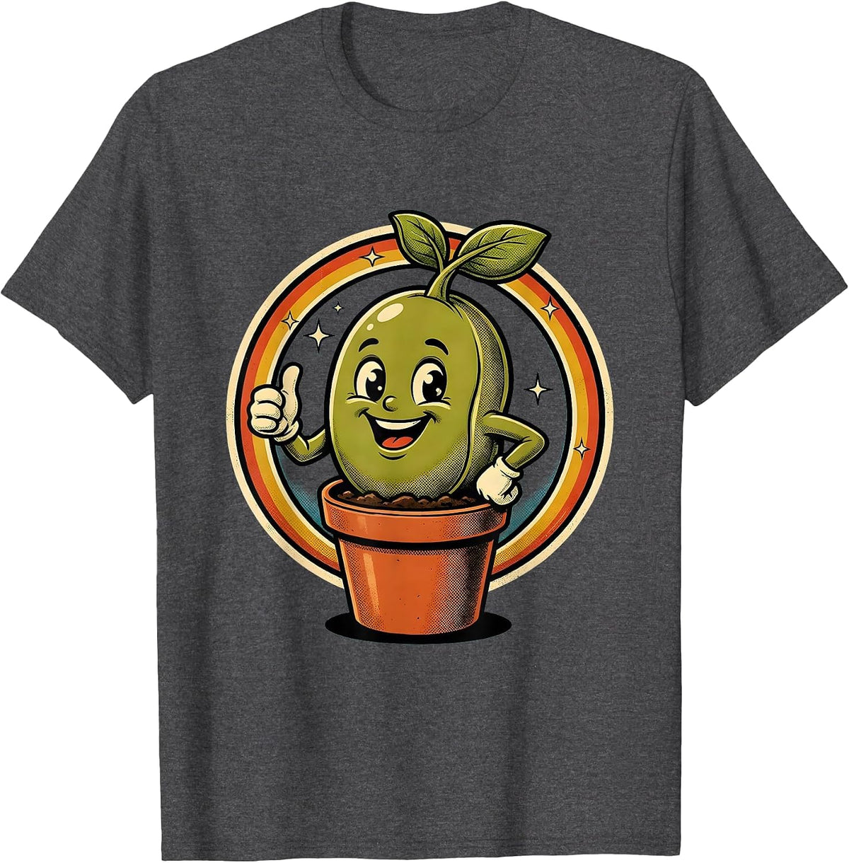 Preschool Teacher Bean Sprout Growing Plant T-Shirt - Dark Heather Grey