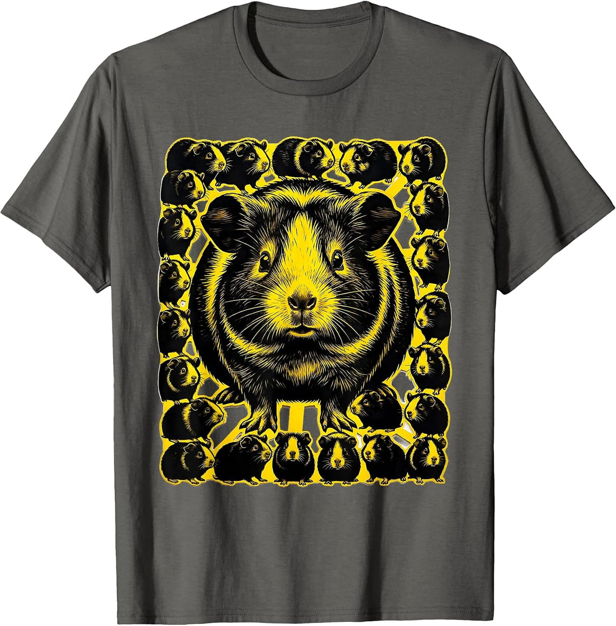 Men's Stencil Guinea Pig Cluster Cute Pet Lover Humor T-Shirt - Asphalt Grey