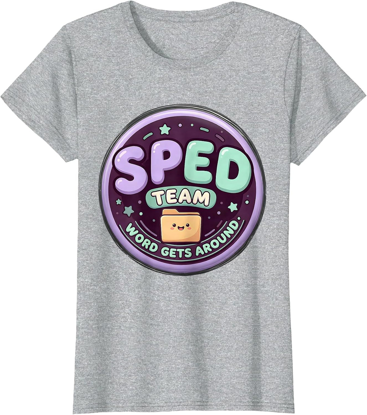 SPED Team Word Gets Around Cute Kawaii Teacher Appreciation T-Shirt - Heather Grey