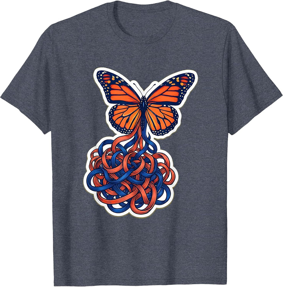 Dyslexia Tangled Letters Unraveling Butterflies T-Shirt - Heather Blue