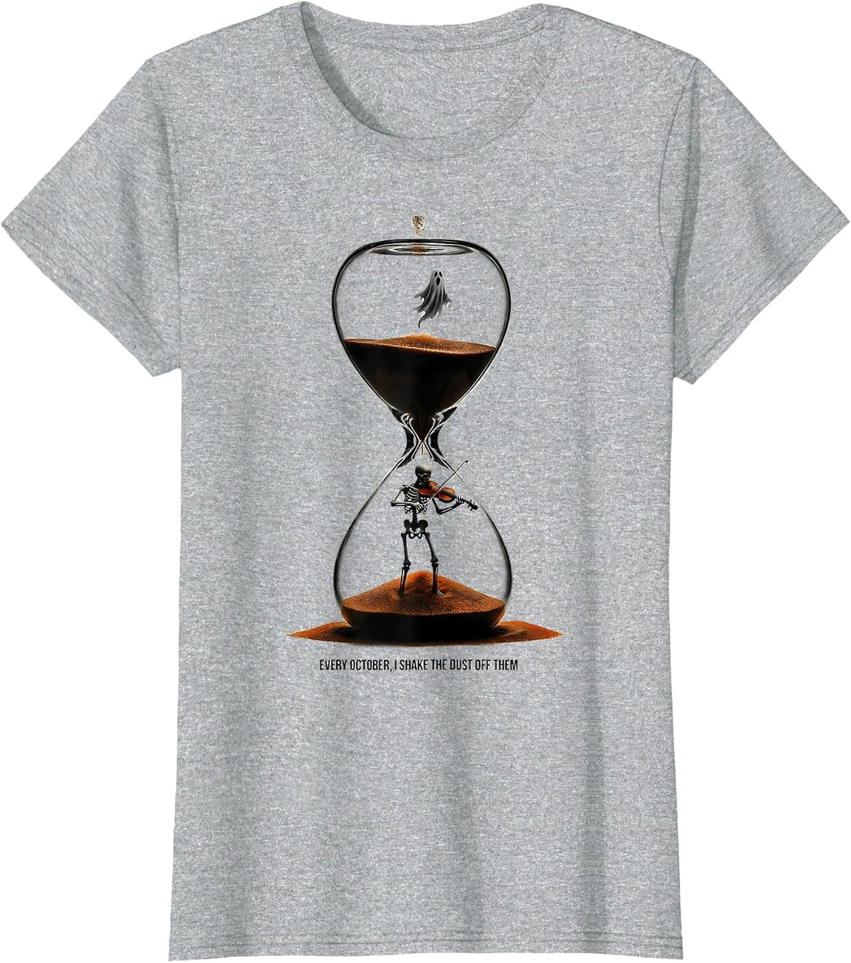 Women's Every October, I Shake The Dust Off Them Music Teacher T-Shirt - Heather Grey