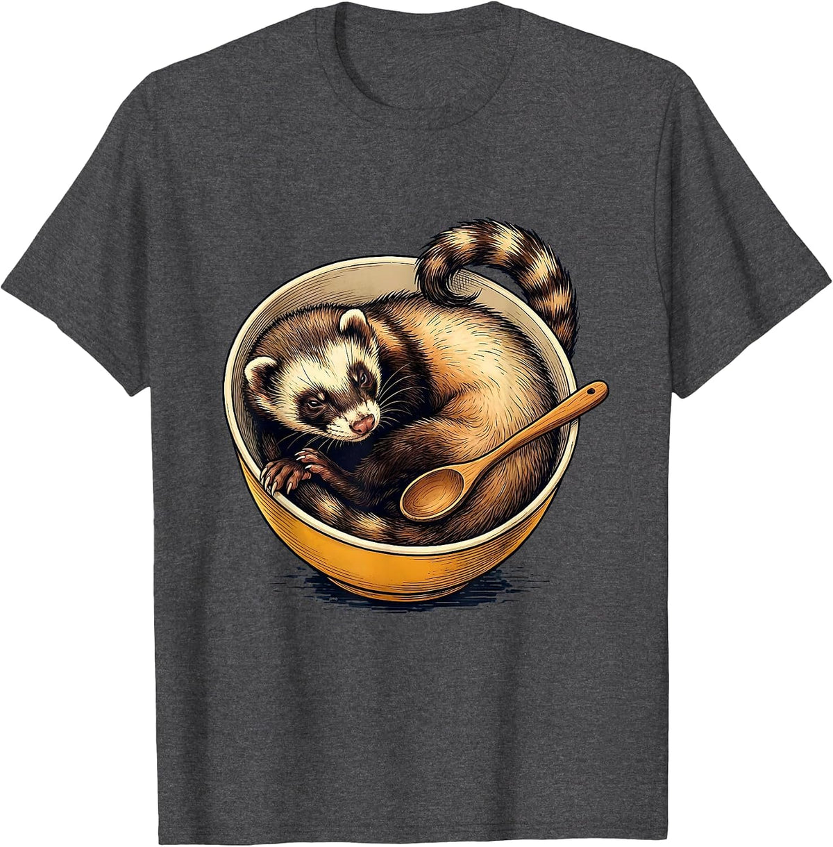 Masked Ferret Sleepy Kitchen Humor Ferret Lover Gift T-Shirt - Dark Heather Grey