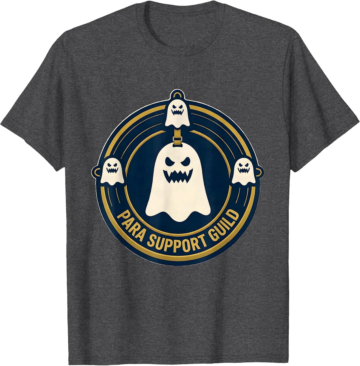Men's Para Support Guild Ghost Para Normal Activities SPED Teacher T-Shirt - Dark Heather Grey