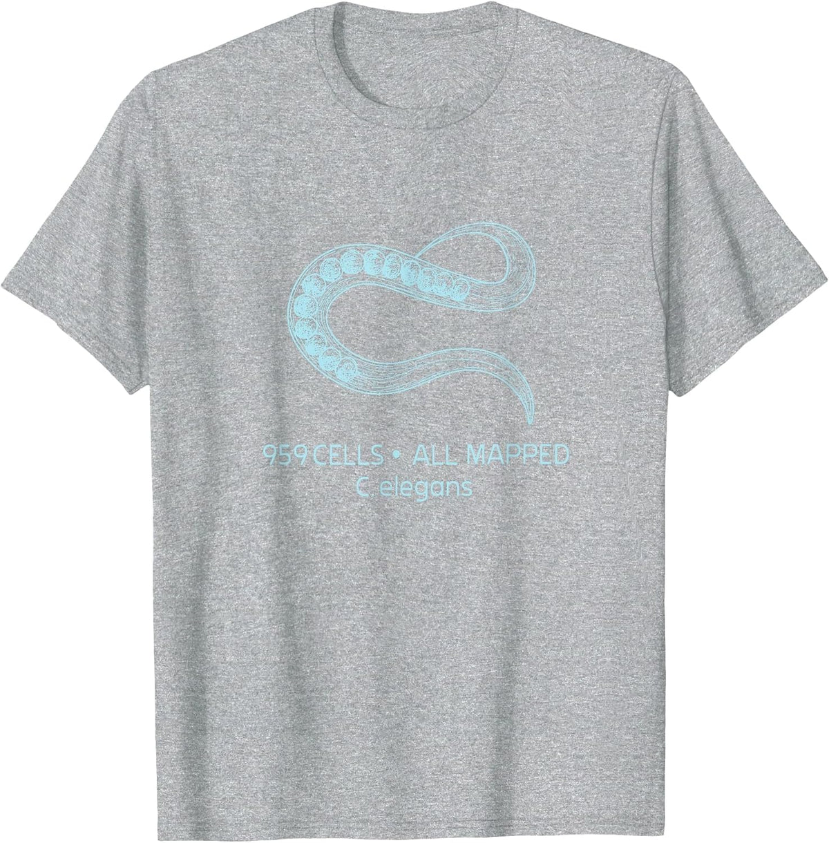 959 Cell All Mapped Biology Funny C Elegans T-Shirt - Heather Grey