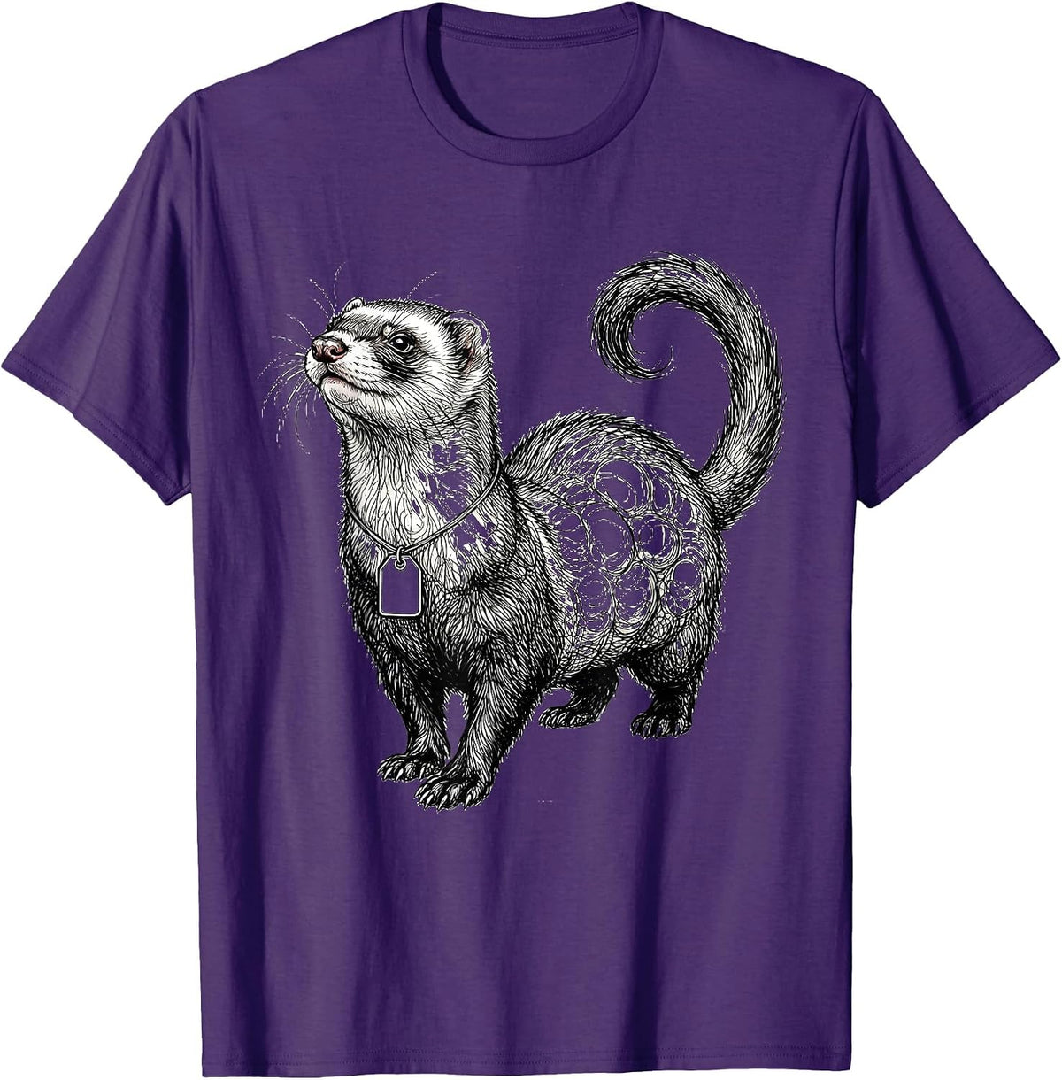 Men's Ferret Lumpy Line Art Funny Small Animal Lover T-Shirt - Purple