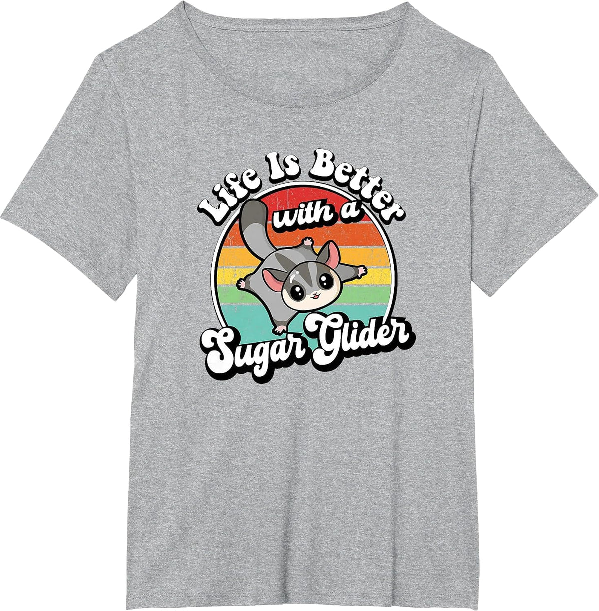 Cute Girls Retro Vintage Life is Better Sugar Glider Lover T-Shirt - Heather Grey