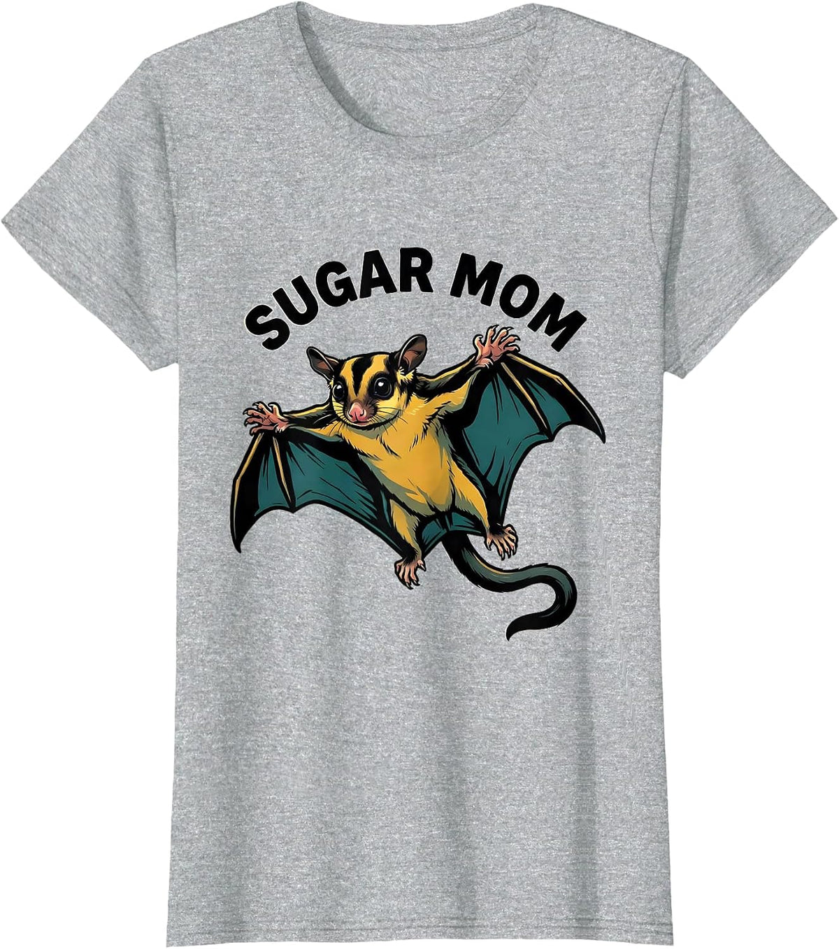 Sugar Mom Cartoon Sugar Glider Pet Owner Humor T-Shirt - Heather Grey