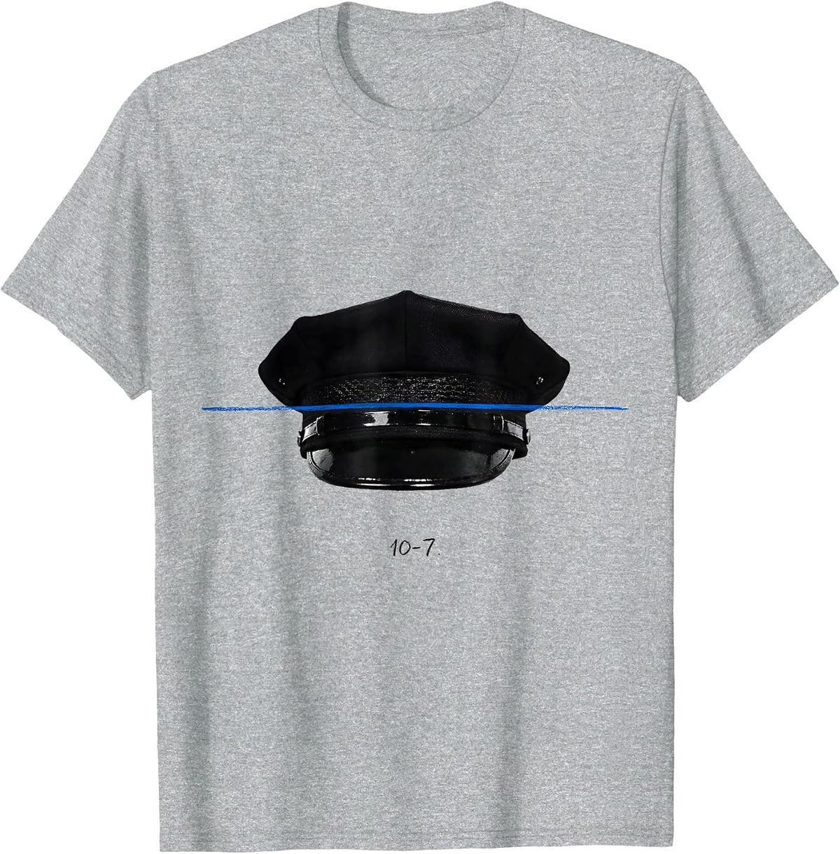 Men's 10-7 Thin Blue Line Police Support Tribute Law Enforcement T-Shirt - Heather Grey