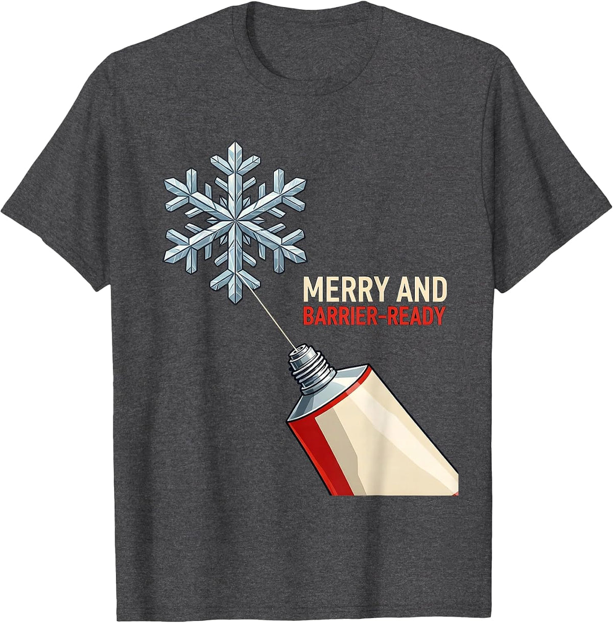 Men's Merry And Barrier-Ready Esthetician Dermatology Christmas T-Shirt - Dark Heather Grey