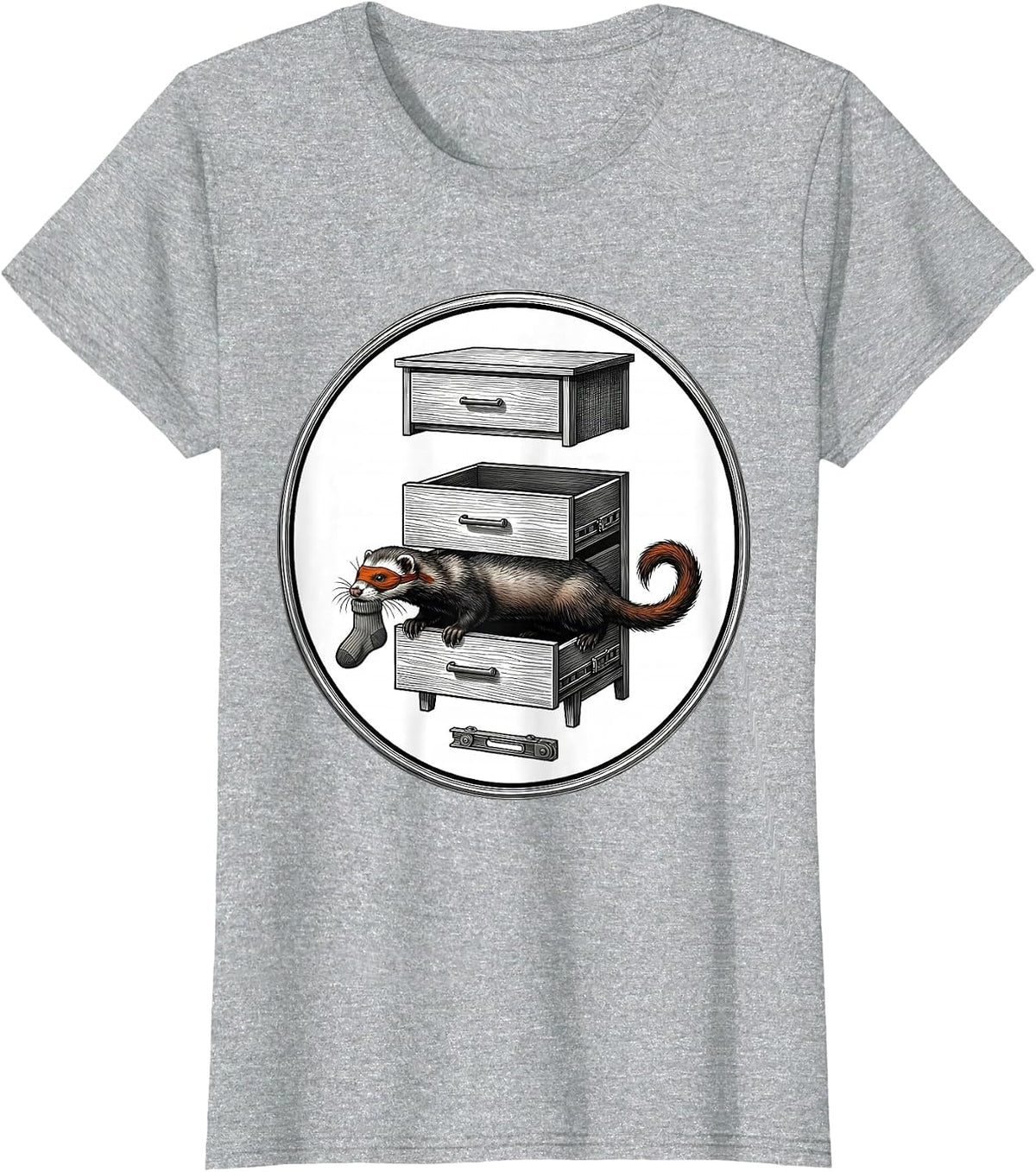 Ferret Exploded View Badge Funny Ferret Lover Gift T-Shirt - Heather Grey