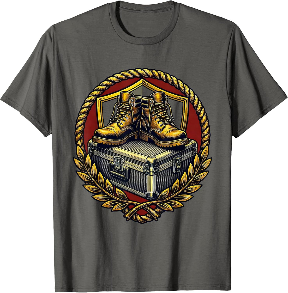 Men's Worn Work Boots and Toolbox Blue Collar Graphic T-Shirt - Asphalt Grey